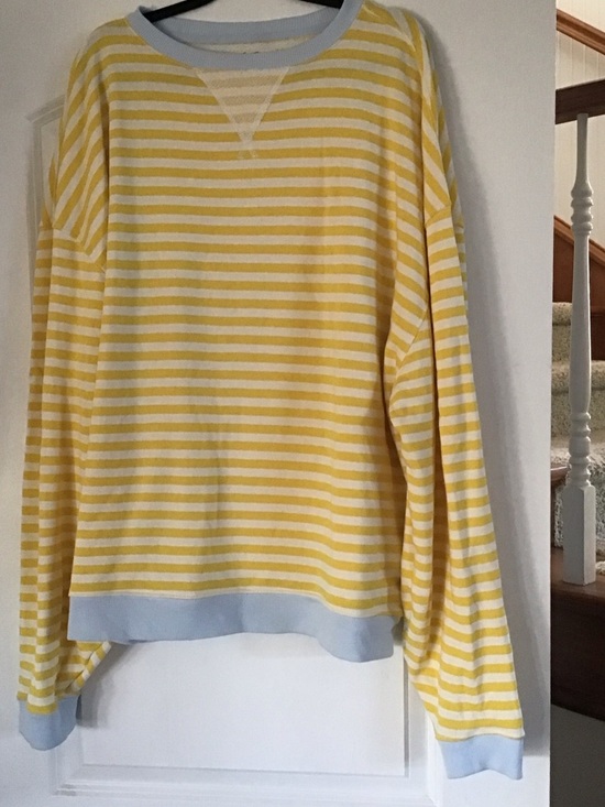 We The Free Sweaters - We The Free Yellow & Light Blue Striped Crewneck Free People Size Small
